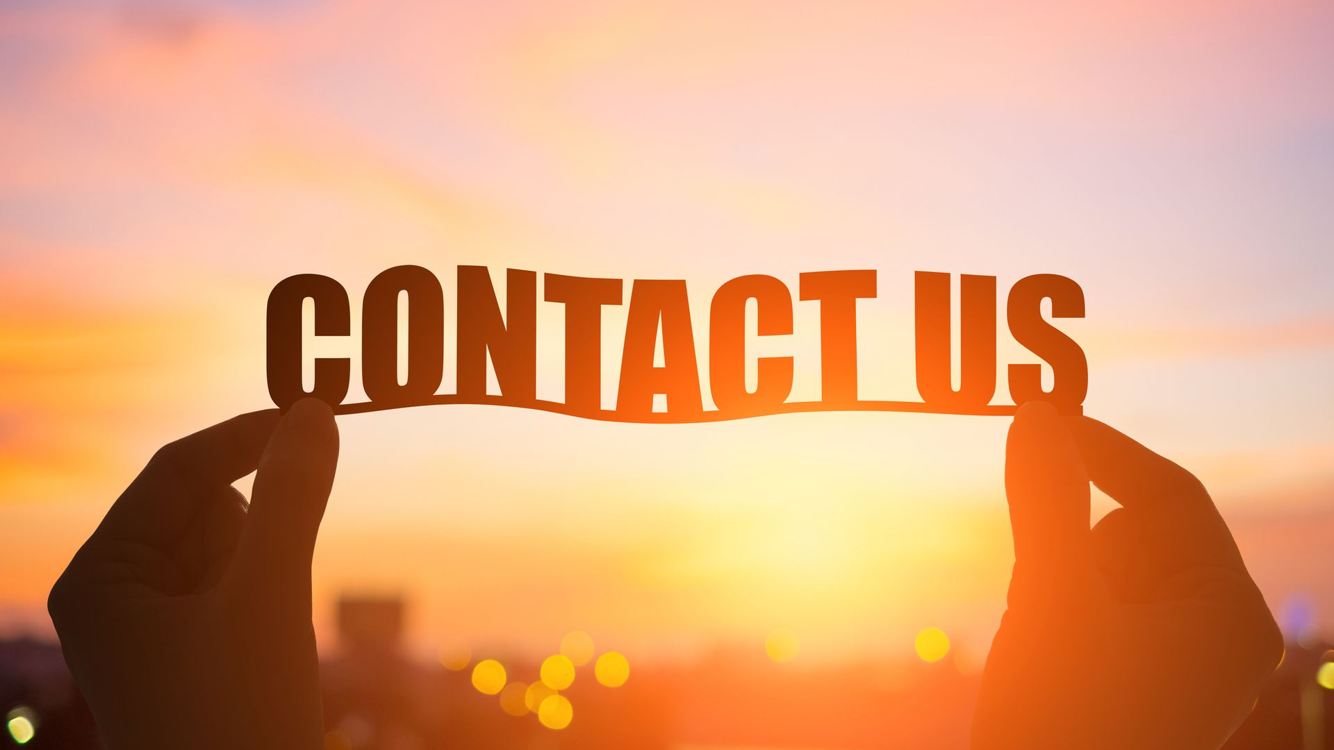 Contacteer ons – visual met silhouet en zonsondergang, oproep tot actie