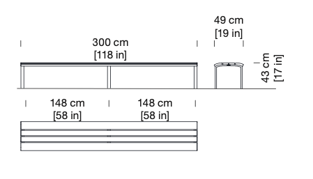 Design zitbank Neoromantico Liviano Banqueta ALU 300®