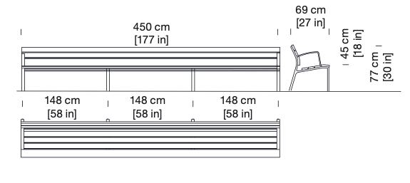 Design zitbank Neoromantico Liviano ALU 450®