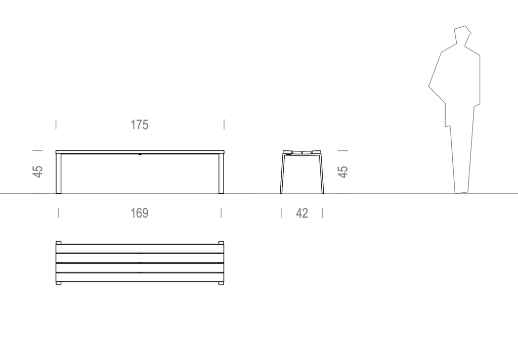 Design bench Harpo Banqueta Banca Aluminio 175 ®