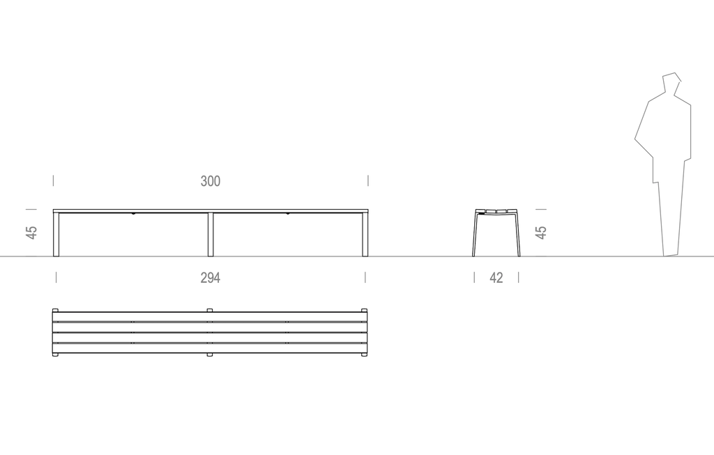 Design zitbank Harpo Banqueta Banca Aluminio 300 ®