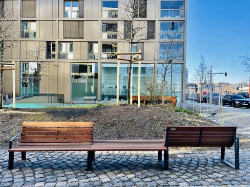 Banc design modulaire Bilateral® 3 modules (2 modules avec dossier positionnement face / la module en milieu est sans dossier)