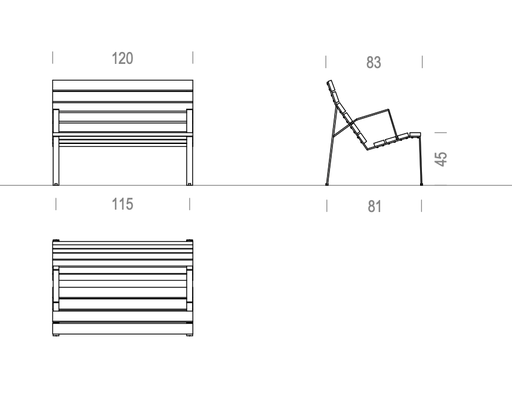 Design bench Harpo Lounge - Longue Chair 120 FSC