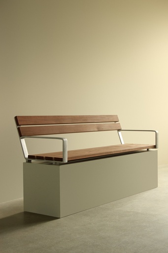 [FBA54] Flavio® zitbank met rugleuning en armleuning op keermuur, 300 cm FSC